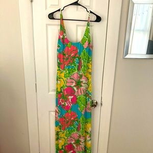 Lilly Pulitzer Pink & Green Floral Maxi Dress